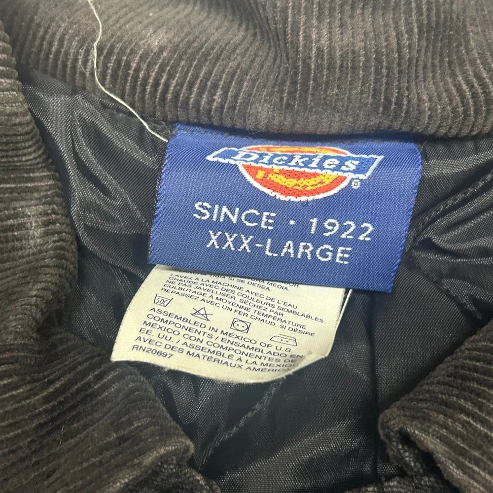 Dickies Chore Coat Black Canvas Work Jacket Mens 3XL Quilted Lining Corduroy